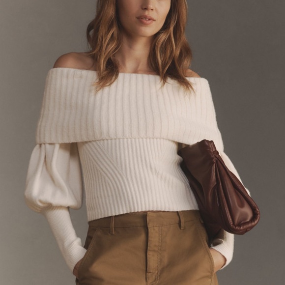 Anthropologie Sweaters - NWT Anthropologie The Tessa Off The Shoulder Puff Sleeve Sweater